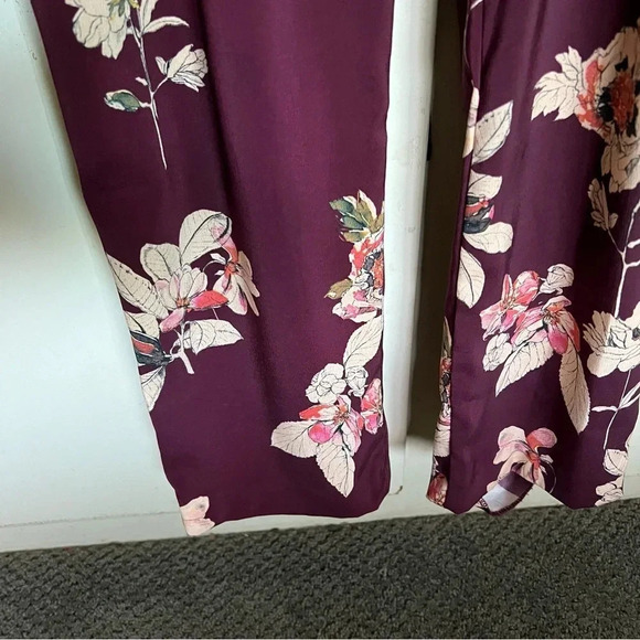 Zara Burgundy Floral Print Jumpsuit Size Small - Picture 5 of 13